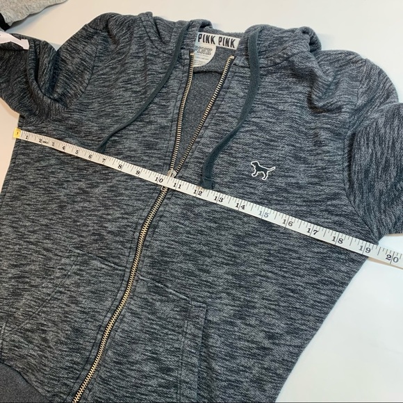PINK Victoria's Secret Hoodie Zip-Up Sweatshirt Heather Gray - Picture 9 of 13
